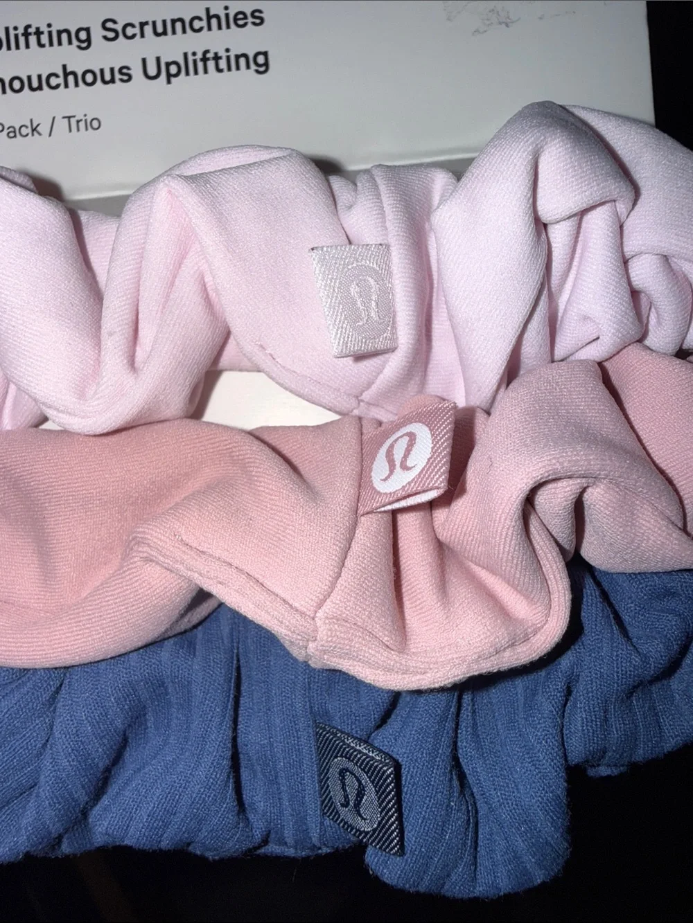 NWT Lululemon Uplifting Scrunchies 3-pack